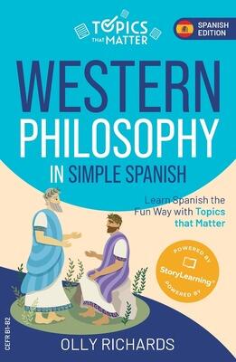 Book cover for 'Western Philosophy in Simple Spanish' by Olly Richards.